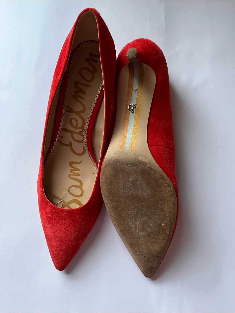 Sam Edelman Red Suede Pointed Toe Heels Size 6.5 - Picture 4 of 10